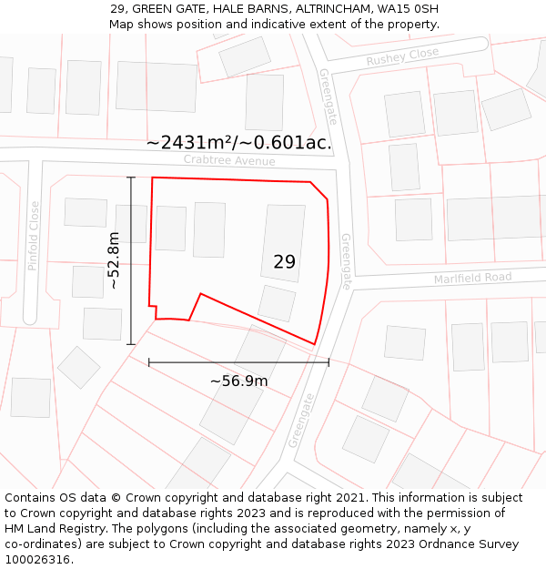 29, GREEN GATE, HALE BARNS, ALTRINCHAM, WA15 0SH: Plot and title map