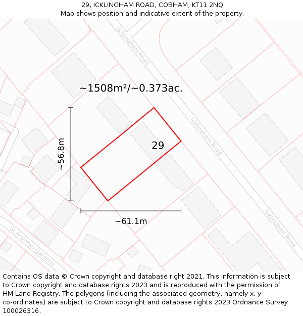 29, ICKLINGHAM ROAD, COBHAM, KT11 2NQ: Plot and title map