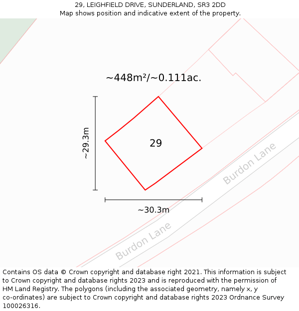 29, LEIGHFIELD DRIVE, SUNDERLAND, SR3 2DD: Plot and title map