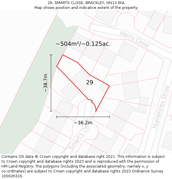 29, SMARTS CLOSE, BRACKLEY, NN13 6NL: Plot and title map