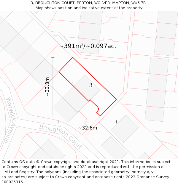 3, BROUGHTON COURT, PERTON, WOLVERHAMPTON, WV6 7RL: Plot and title map