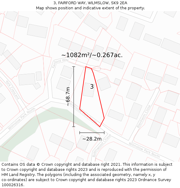 3, FAIRFORD WAY, WILMSLOW, SK9 2EA: Plot and title map