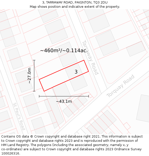 3, TARRAWAY ROAD, PAIGNTON, TQ3 2DU: Plot and title map