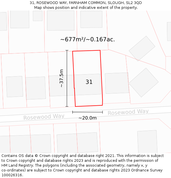 31, ROSEWOOD WAY, FARNHAM COMMON, SLOUGH, SL2 3QD: Plot and title map