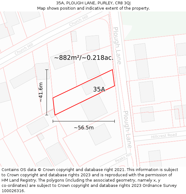 35A, PLOUGH LANE, PURLEY, CR8 3QJ: Plot and title map