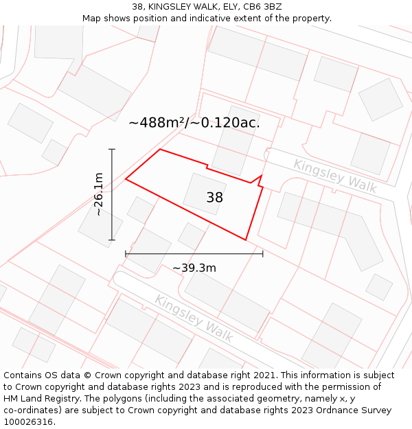 38, KINGSLEY WALK, ELY, CB6 3BZ: Plot and title map