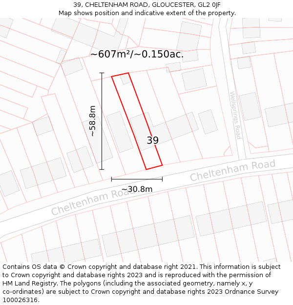 39, CHELTENHAM ROAD, GLOUCESTER, GL2 0JF: Plot and title map