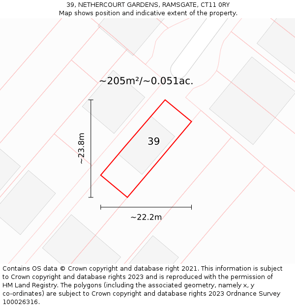 39, NETHERCOURT GARDENS, RAMSGATE, CT11 0RY: Plot and title map