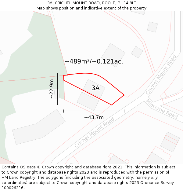 3A, CRICHEL MOUNT ROAD, POOLE, BH14 8LT: Plot and title map