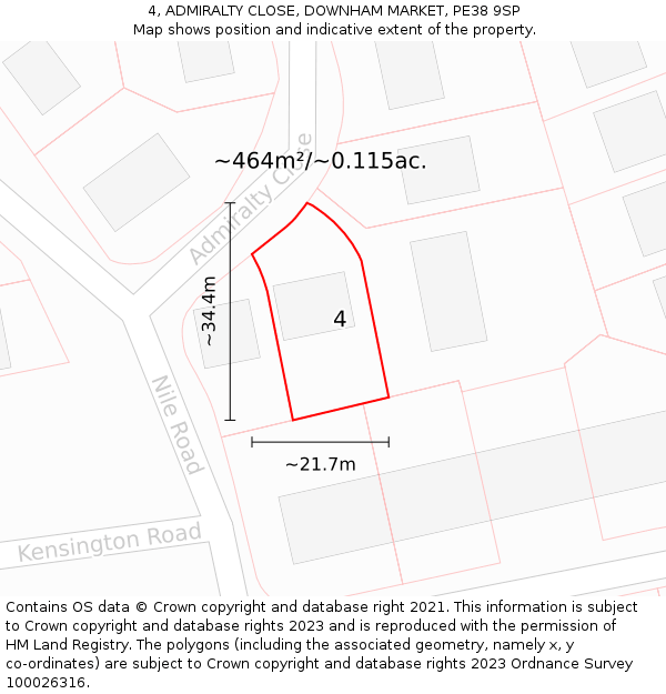 4, ADMIRALTY CLOSE, DOWNHAM MARKET, PE38 9SP: Plot and title map