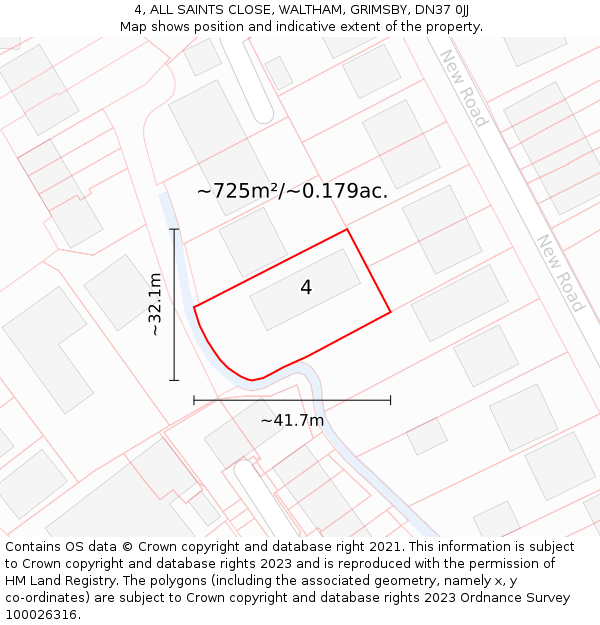 4, ALL SAINTS CLOSE, WALTHAM, GRIMSBY, DN37 0JJ: Plot and title map