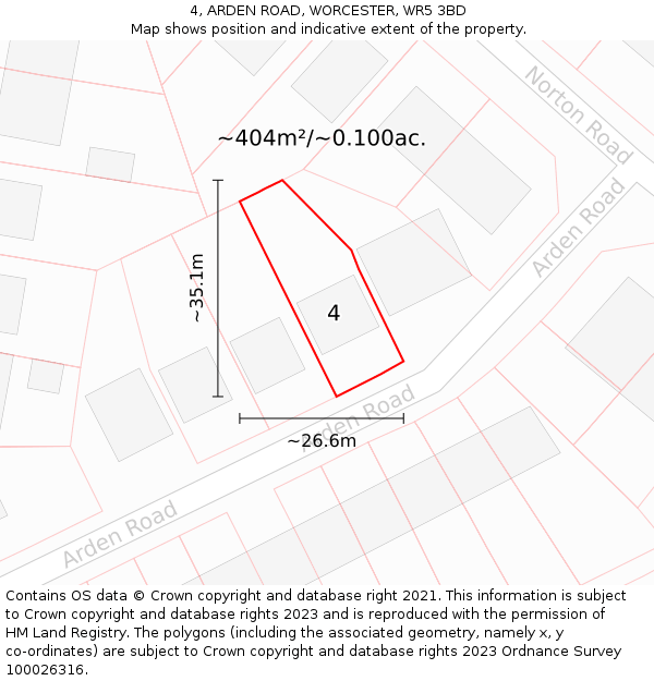 4, ARDEN ROAD, WORCESTER, WR5 3BD: Plot and title map