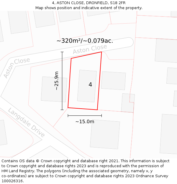 4, ASTON CLOSE, DRONFIELD, S18 2FR: Plot and title map