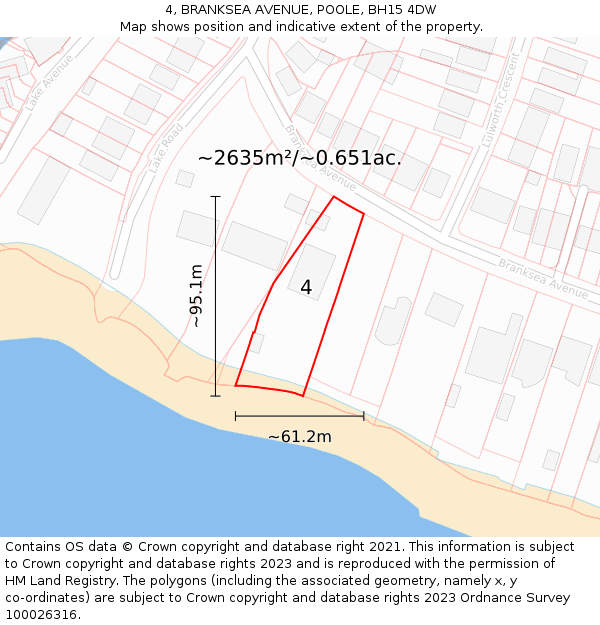 4, BRANKSEA AVENUE, POOLE, BH15 4DW: Plot and title map