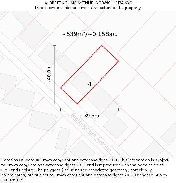 4, BRETTINGHAM AVENUE, NORWICH, NR4 6XG: Plot and title map