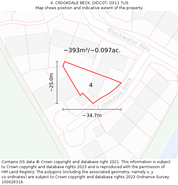 4, CROOKDALE BECK, DIDCOT, OX11 7US: Plot and title map