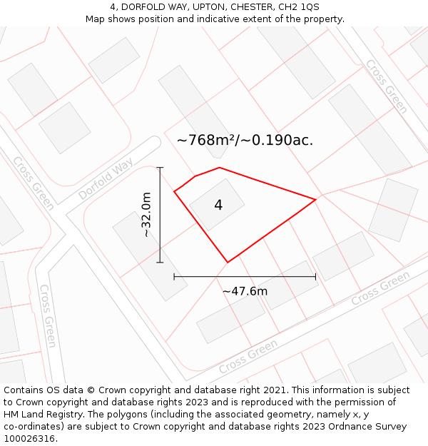 4, DORFOLD WAY, UPTON, CHESTER, CH2 1QS: Plot and title map