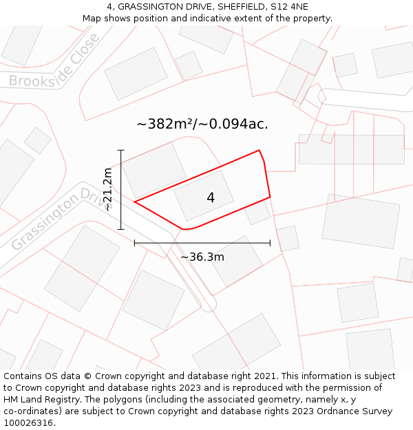 4, GRASSINGTON DRIVE, SHEFFIELD, S12 4NE: Plot and title map