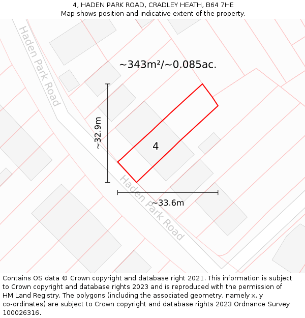 4, HADEN PARK ROAD, CRADLEY HEATH, B64 7HE: Plot and title map