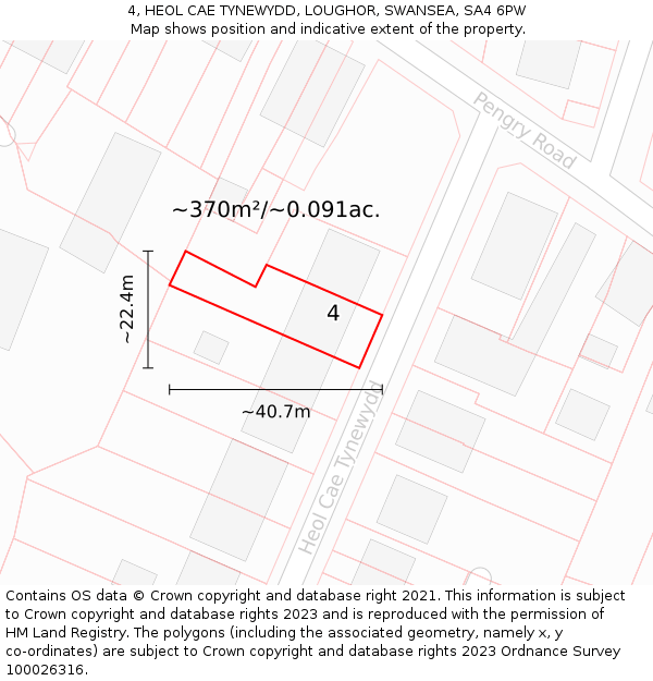 4, HEOL CAE TYNEWYDD, LOUGHOR, SWANSEA, SA4 6PW: Plot and title map