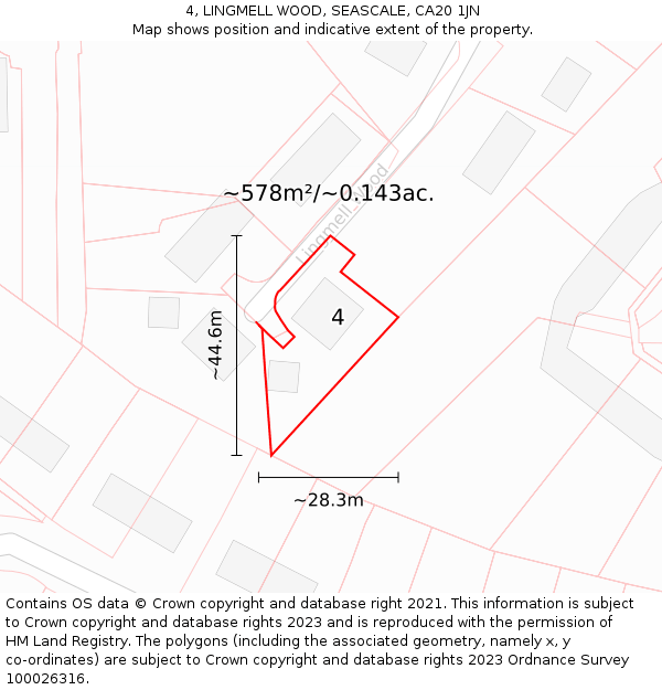 4, LINGMELL WOOD, SEASCALE, CA20 1JN: Plot and title map