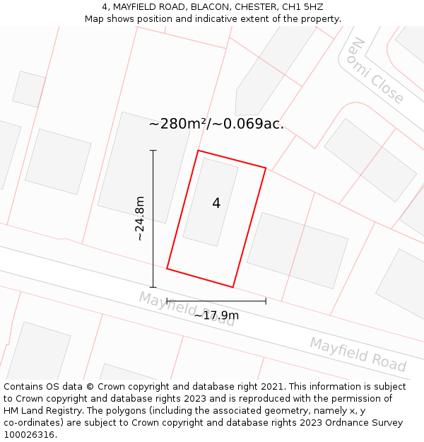 4, MAYFIELD ROAD, BLACON, CHESTER, CH1 5HZ: Plot and title map