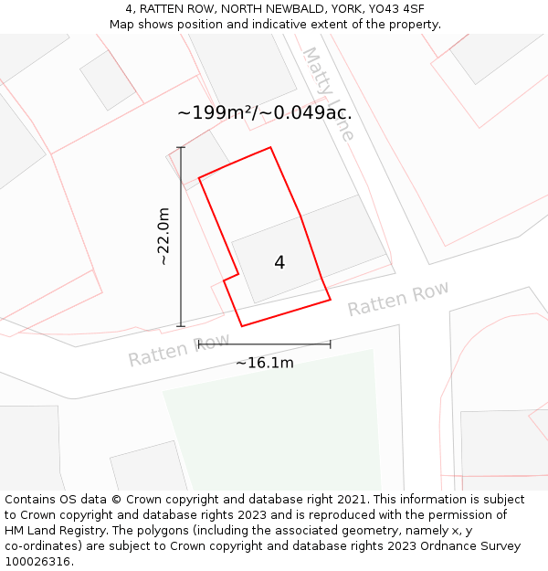 4, RATTEN ROW, NORTH NEWBALD, YORK, YO43 4SF: Plot and title map