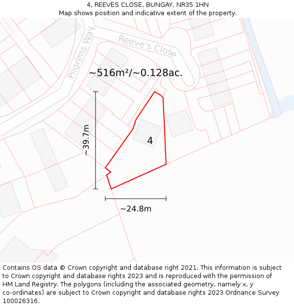 4, REEVES CLOSE, BUNGAY, NR35 1HN: Plot and title map