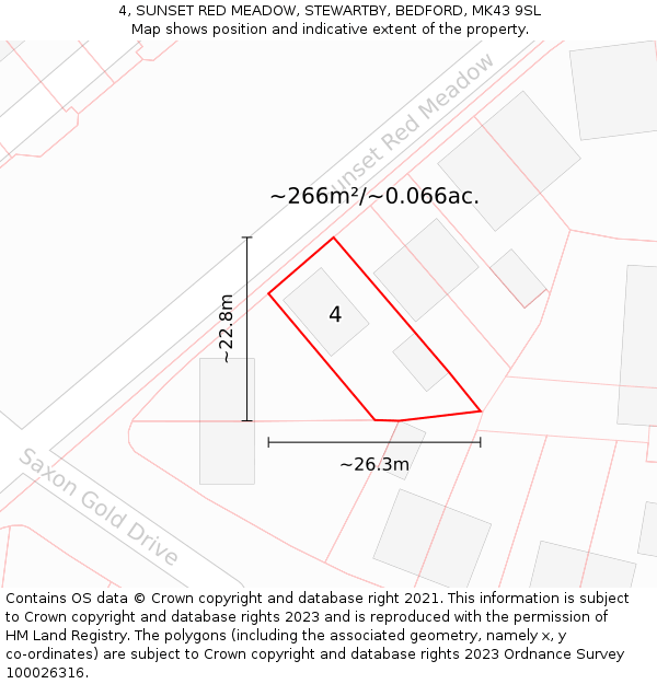 4, SUNSET RED MEADOW, STEWARTBY, BEDFORD, MK43 9SL: Plot and title map