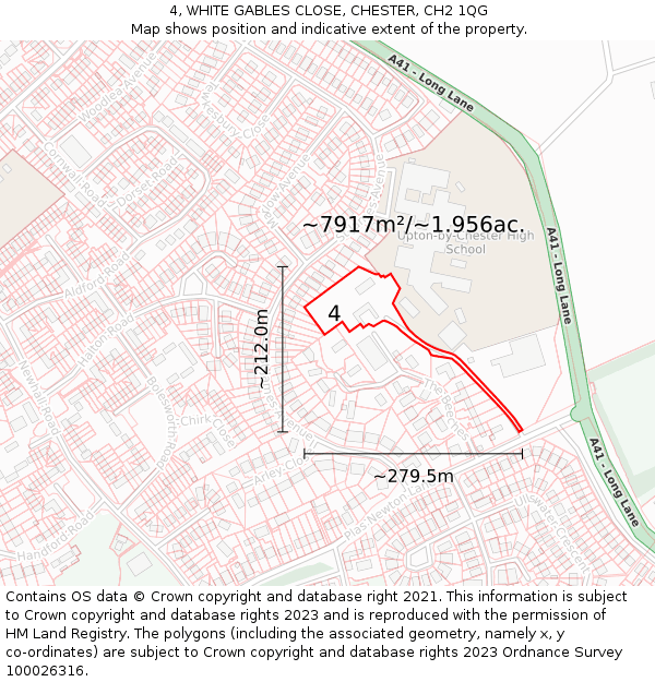 4, WHITE GABLES CLOSE, CHESTER, CH2 1QG: Plot and title map