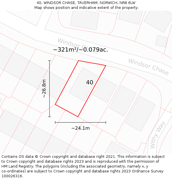 40, WINDSOR CHASE, TAVERHAM, NORWICH, NR8 6LW: Plot and title map