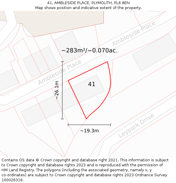 41, AMBLESIDE PLACE, PLYMOUTH, PL6 8EN: Plot and title map