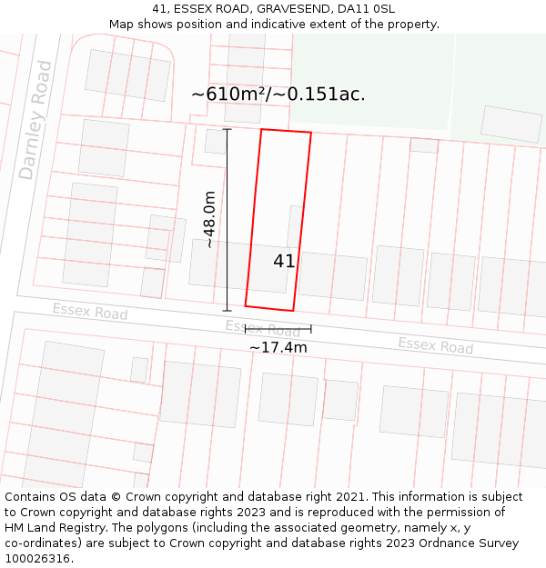 41, ESSEX ROAD, GRAVESEND, DA11 0SL: Plot and title map