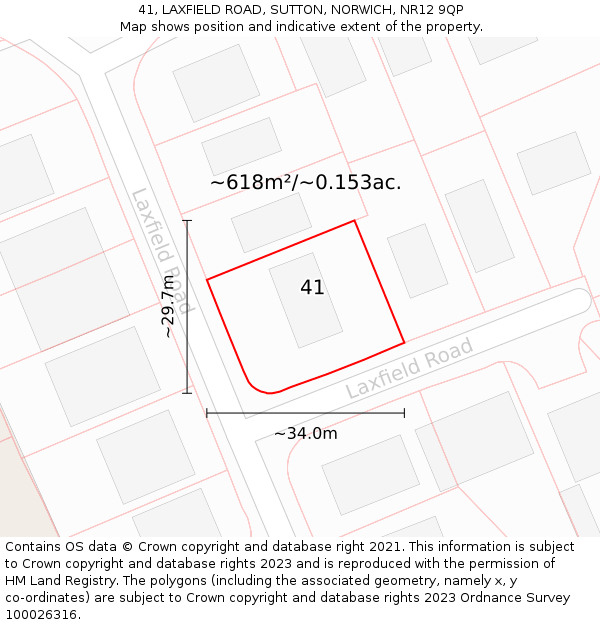 41, LAXFIELD ROAD, SUTTON, NORWICH, NR12 9QP: Plot and title map