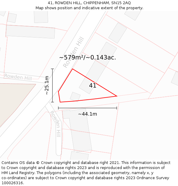 41, ROWDEN HILL, CHIPPENHAM, SN15 2AQ: Plot and title map