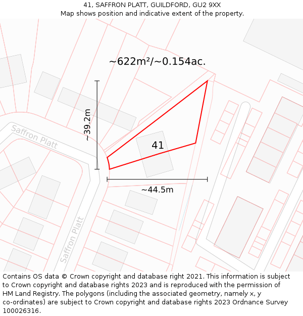 41, SAFFRON PLATT, GUILDFORD, GU2 9XX: Plot and title map