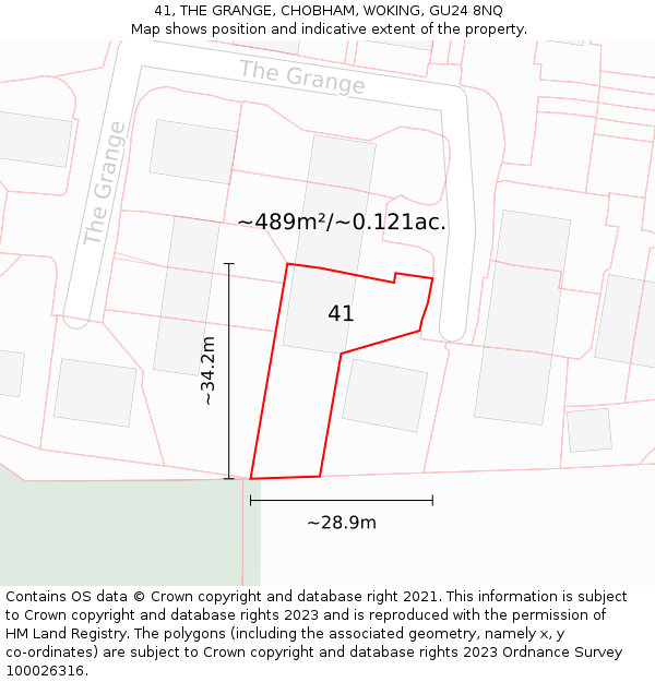 41, THE GRANGE, CHOBHAM, WOKING, GU24 8NQ: Plot and title map