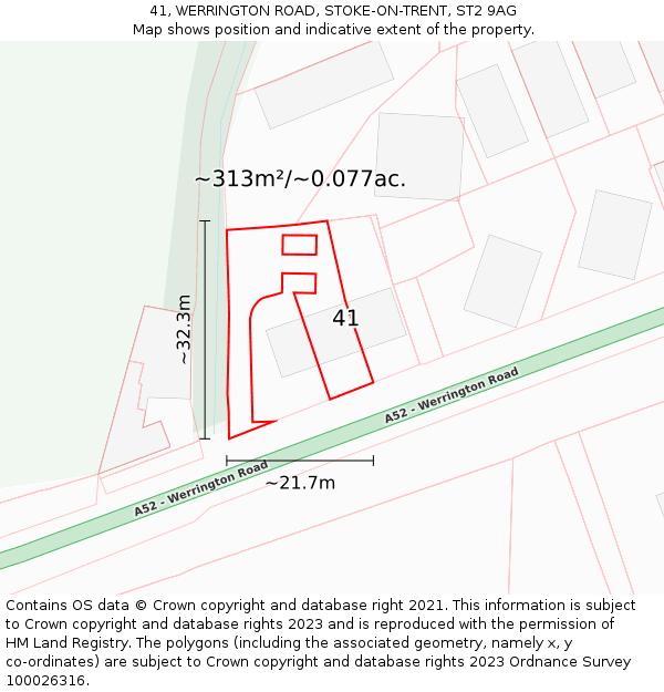 41, WERRINGTON ROAD, STOKE-ON-TRENT, ST2 9AG: Plot and title map