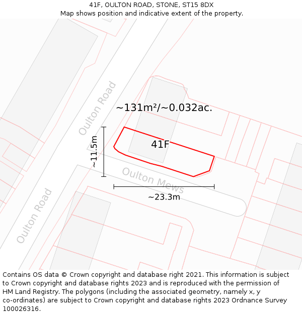 41F, OULTON ROAD, STONE, ST15 8DX: Plot and title map