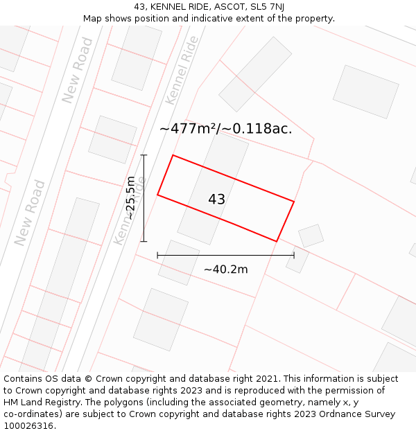 43, KENNEL RIDE, ASCOT, SL5 7NJ: Plot and title map