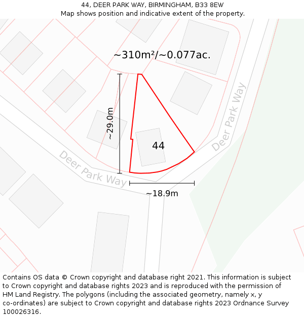 44, DEER PARK WAY, BIRMINGHAM, B33 8EW: Plot and title map