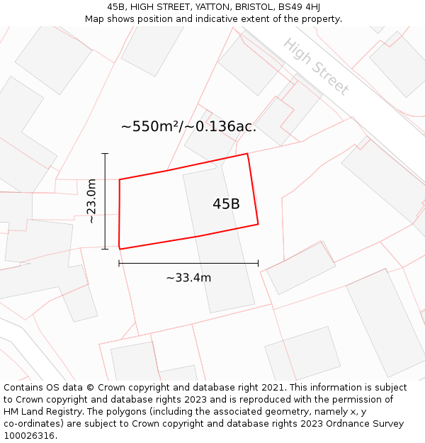 45B, HIGH STREET, YATTON, BRISTOL, BS49 4HJ: Plot and title map