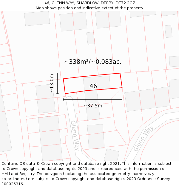 46, GLENN WAY, SHARDLOW, DERBY, DE72 2GZ: Plot and title map