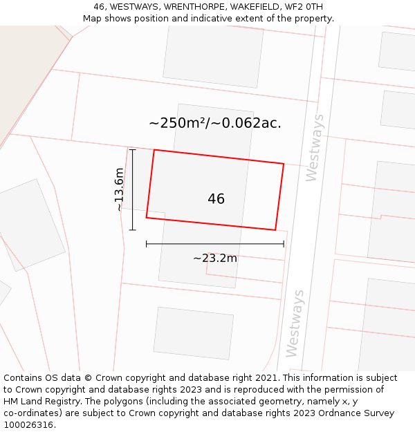 46, WESTWAYS, WRENTHORPE, WAKEFIELD, WF2 0TH: Plot and title map