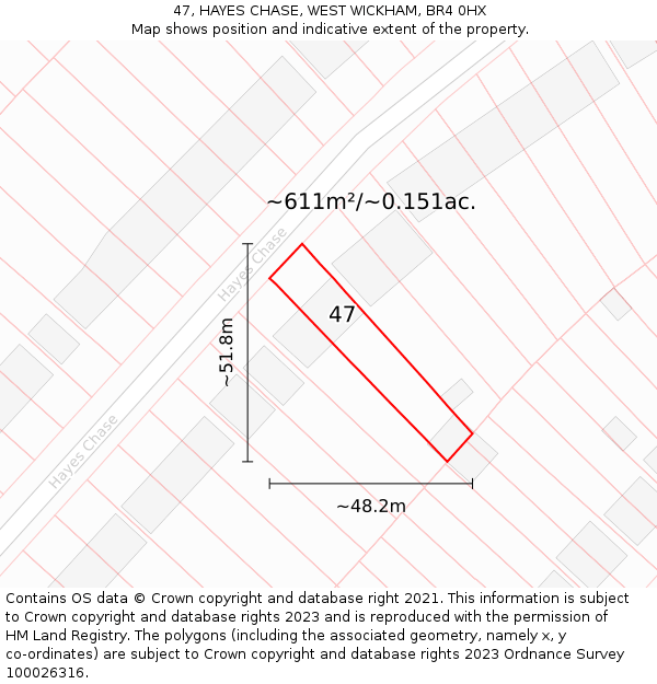 47, HAYES CHASE, WEST WICKHAM, BR4 0HX: Plot and title map