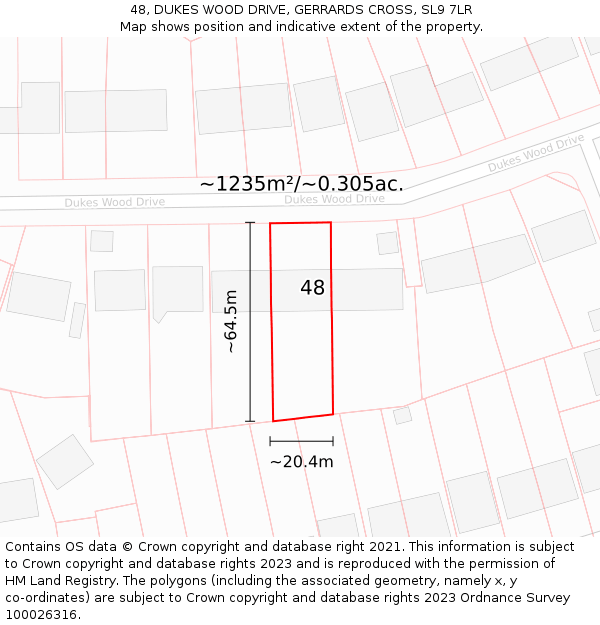 48, DUKES WOOD DRIVE, GERRARDS CROSS, SL9 7LR: Plot and title map