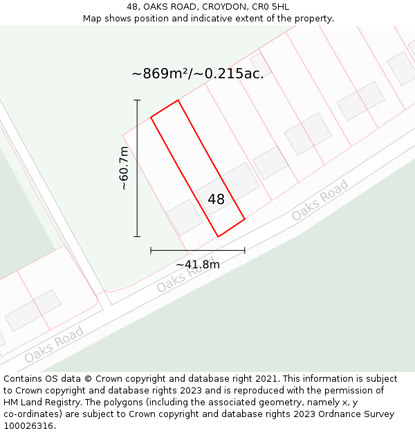 48, OAKS ROAD, CROYDON, CR0 5HL: Plot and title map