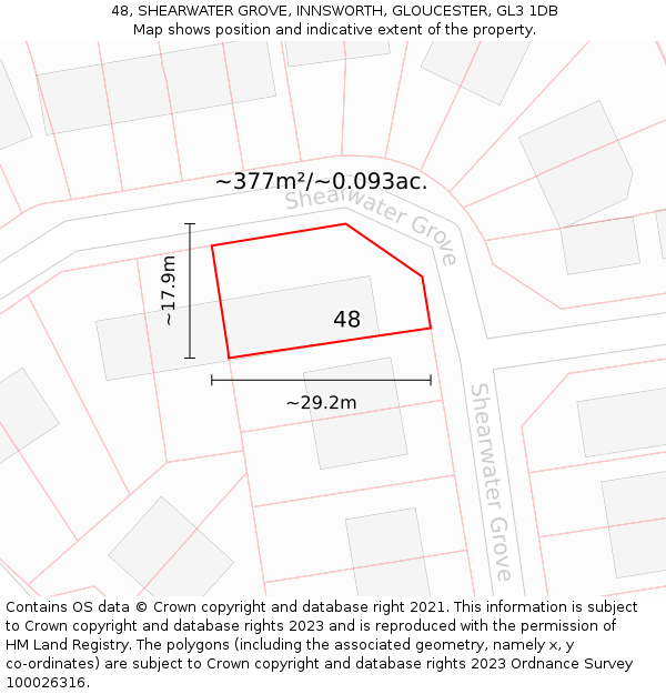 48, SHEARWATER GROVE, INNSWORTH, GLOUCESTER, GL3 1DB: Plot and title map