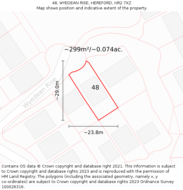 48, WYEDEAN RISE, HEREFORD, HR2 7XZ: Plot and title map