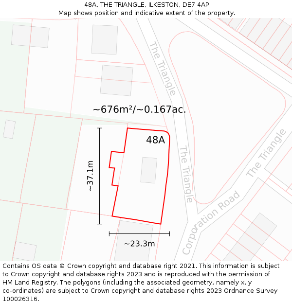 48A, THE TRIANGLE, ILKESTON, DE7 4AP: Plot and title map